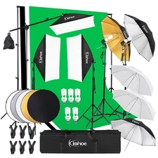 Kshioe 5500K Umbrella Softbox Continuous Lighting Kit PhotoStudio 2m Light Stand
