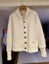 Dehen 1920 Men's Wool Shawl Sweater Coat - Cream, Size Large Made In USA EUC