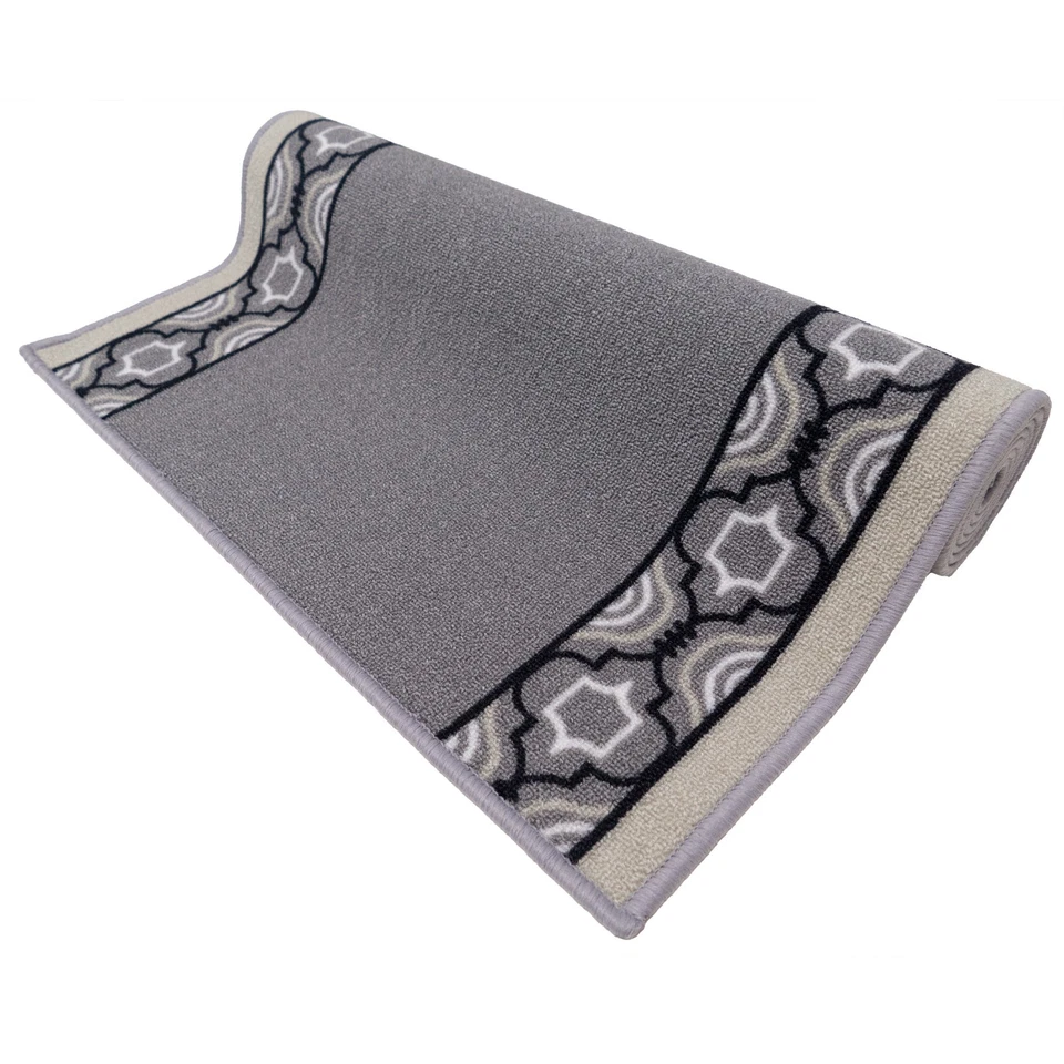 Alfombra de corredor gris enrejado de bajo perfil lavable a máquina antideslizante tamaño personalizado Foto 3 de 4