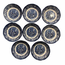 Set of 8 Vintage Staffordshire Liberty Blue Betsy Ross 5" Berry Dessert Bowls