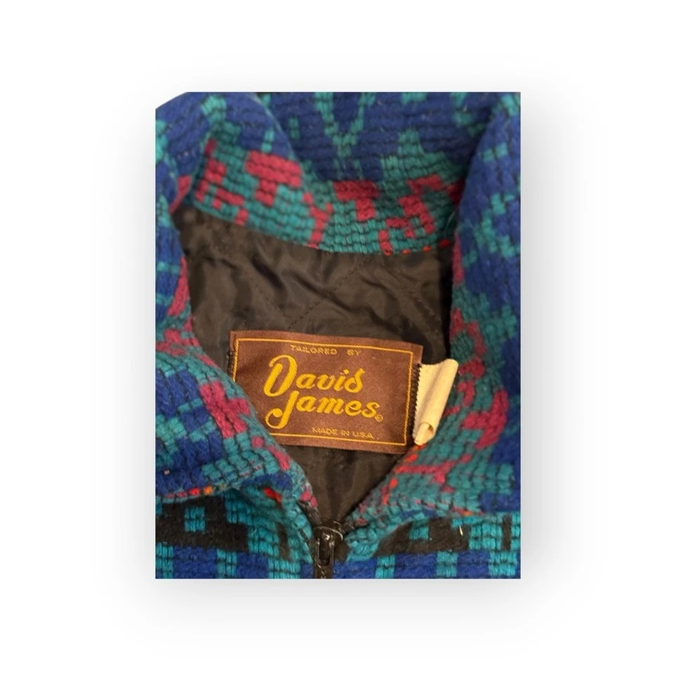 Винтажная мужская куртка-бомбер 90-х David James Southwestern сделано в США Aztec размер L - Изображение 4 из 4