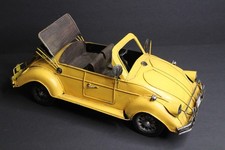 VINTAGE YELLOW VOLKSWAGEN BEETLE TIN TOY VW CONVERTIBLE CAR AUTOMOBILE