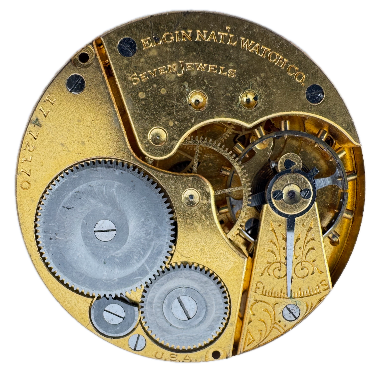Antique 16 SIze 1914 Elgin 7 Jewel Mechanical Pocket Watch Movement 293 USA