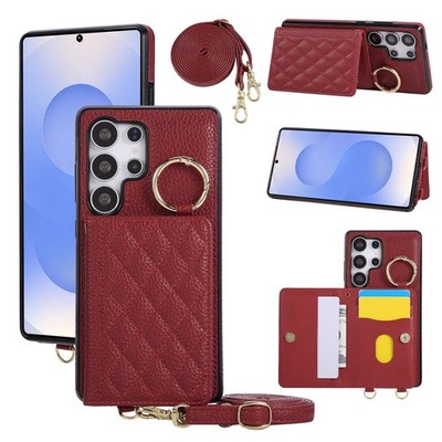 Crossbody Leather Ring Wallet Phone Case For Samsung Galaxy S25 S26 S24 S23 S22