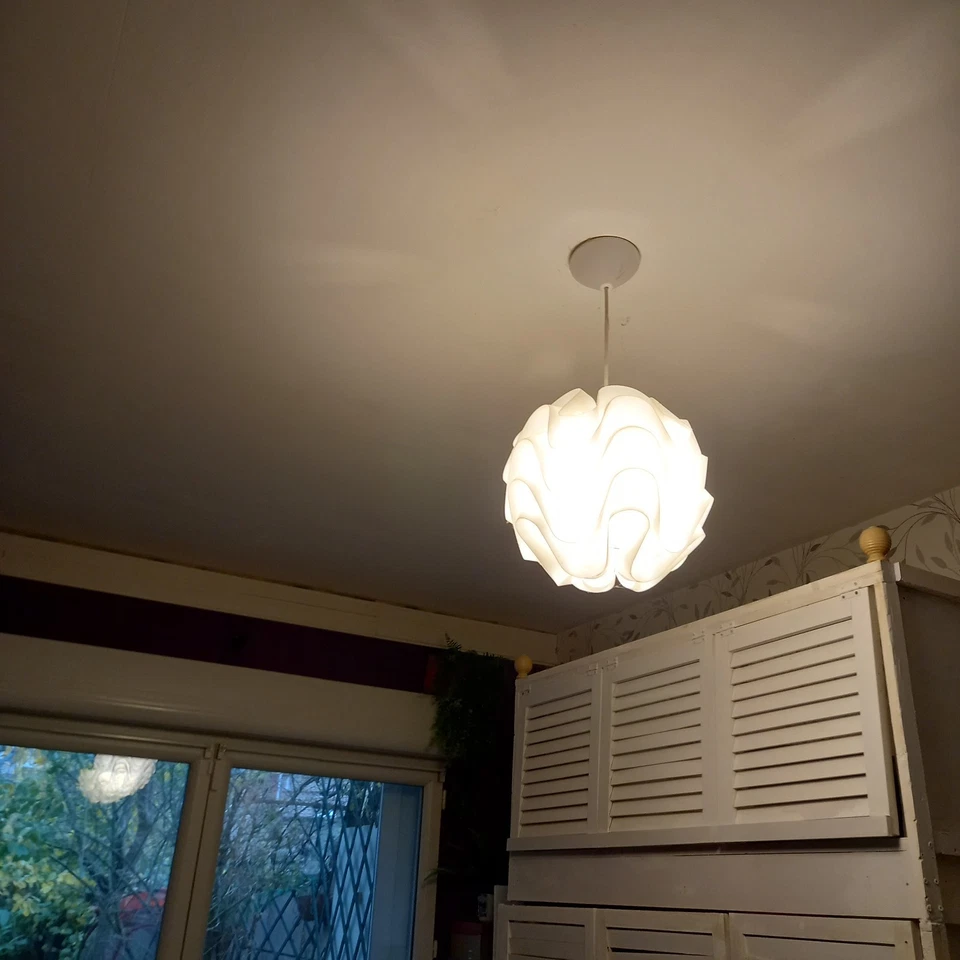 Plafonnier Supension design contemporain blanc Chambre Salon E27 Ø30cm  - Photo 2/3