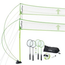 EastPoint Easy Setup Volleyball Badminton Set - Regulation, Light Green/Black...
