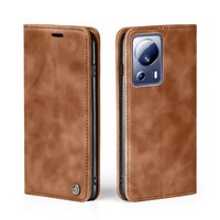 Handy HüLle FüR Xiaomi 13 Lite Klapp Magnet Smartphone Cover Case Braun