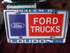 Ford truck dealer dealership metal original tag plate license f100 f150 f250 old