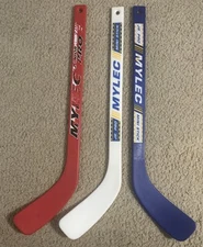 MYLEC Jr. Pro Mini Hockey Sticks Blue/White/Red-(1)Lefty & (2)Righty Lot Of 3