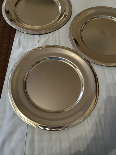 3 Pack 12 Inch Stainless Steel Dinner/Server Plates Round Metal Plates - Picture 3 of 5
