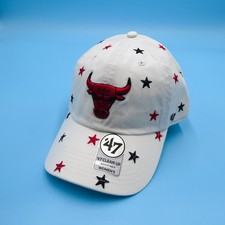'47 Brand Chicago Bulls Hat Womens Adjustable Clean Up White Star Embroidered
