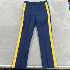 Vintage Defense Logistics Agency Pants Mens 36 Unhemmed Dress Blue Gold Stripe
