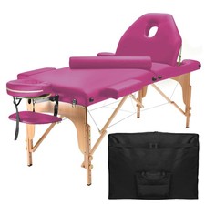 Portable Massage Table with Bolster and Tilt Backrest - Hot Pink