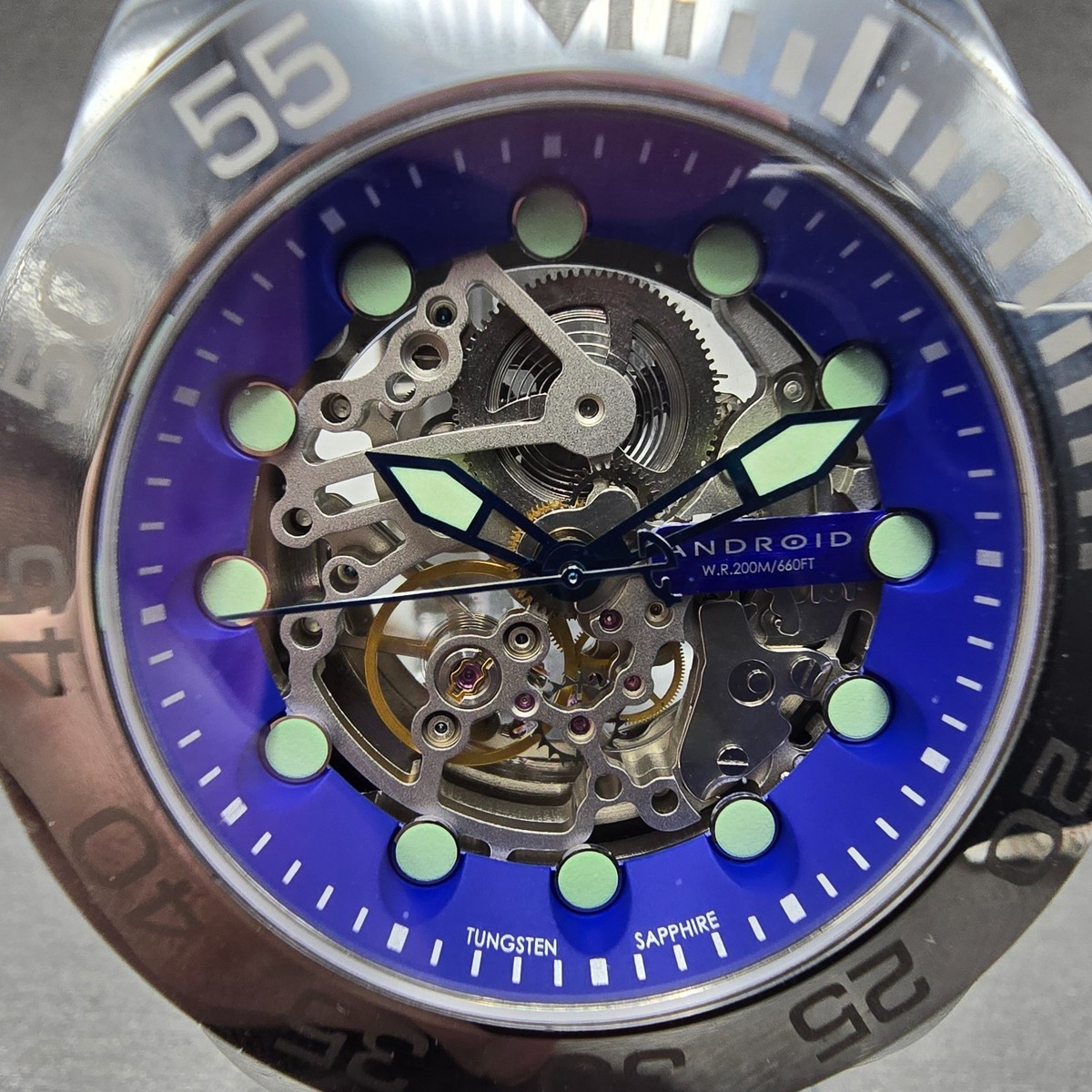 Android Hercules Skeleton Automatic Watch Men 49mmBlue Dial