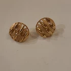Trifari Vintage Gold Tone Clip-On Round Stud Earrings Signed Fashion Jewelry