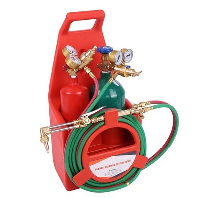 Welding Cutting Torch Kit Oxygen Acetylene Brass Torch with 4L Tanks Regulators