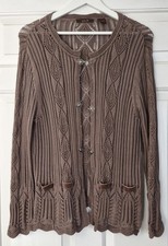 Nerz braune Strickjacke, meliert B offen gewe...