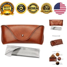 Portable Leather Glasses Case Slim Sunglasses Pouch Horizontal Eyeglass Case