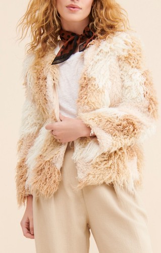 Giacca pelliccia sintetica Elliatt donna L/US taglia 8 Boho Hippie Festival $275 vendita al dettaglio - Foto 1 di 14