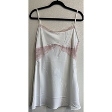 Satin Lingerie Slip Dress Lace-Trim White Pink Coquette Romantic Girly NWT Sz XL