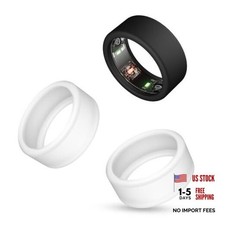 Silicone Ring Cover for Oura Smart Ring Gen 3, Elastic Medium 2 White  1 Black