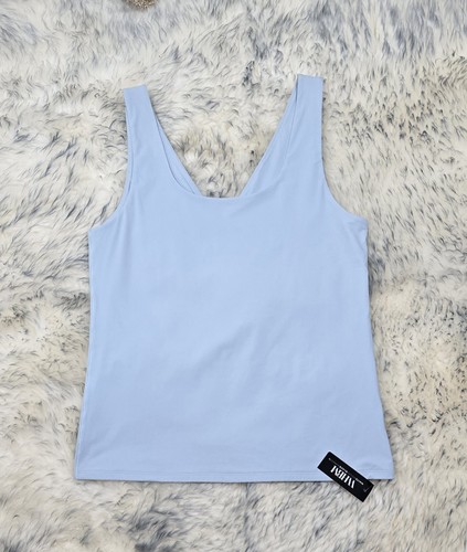 NWT WHBM FORME DUAL NECK ALL WAY STRETCH TANK TOP CAMI LIGHT BLUE Sz L $46.50