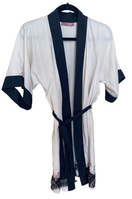 FS2 by Fernando Sanchez Robe With Belt White And Blue Size Medium