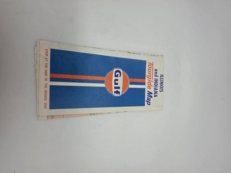 Gulf Gas & Oil Advertising Illinois & Indiana Tourguide Map Brochure