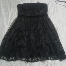 Alex Evenings Strapless Plus Size Black Lace Knee Length Dress Size 16