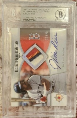 2007 UD Ultimate Team Materials Jim Rice Game Used Patch AUTO /20 Bgs 10 Auto