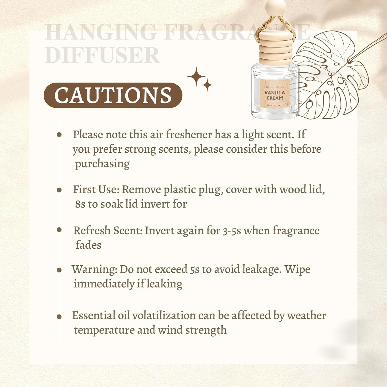 AROIC Car Air Freshener for Women, 6 Pack Air Freshener Diffuser, Hanging Air Fr