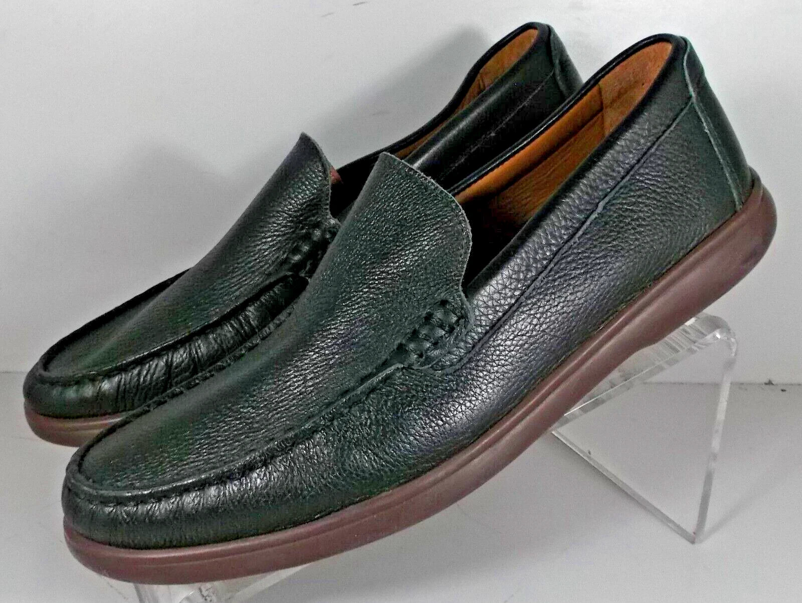 259255X SD50 BRANNON MENS SHOES SIZE 9 M BLACK LEATHER SLIP ON JOHNSTON & MURPHY