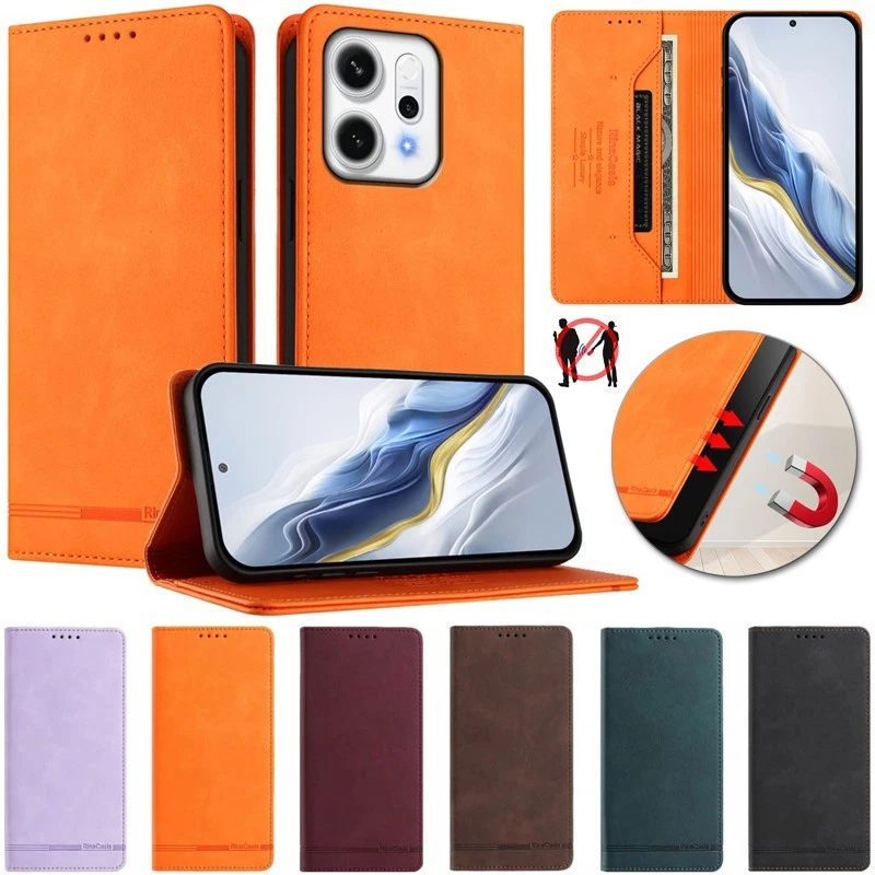 Magnetic Leather Wallet Phone Case For OPPO Reno 14 13F Find X8 X5 A40 A80 A60 - Image 2 of 4