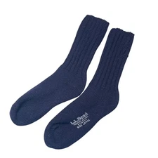 VTG L.L. BEAN Sz L Blue Merino Wool Ragg Socks Heavyweight USA Winter Warm Thick
