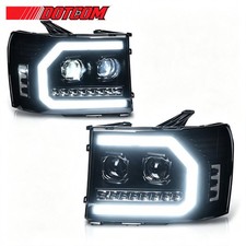Smokeblack Led Drl Projector Headlights For 2007-2013 Gmc Sierra 1500 2500 Hd
