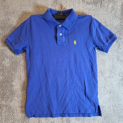 Camisa Polo Ralph Lauren Niños Talla S (8) Azul Amarillo Poni Manga Corta 100%...