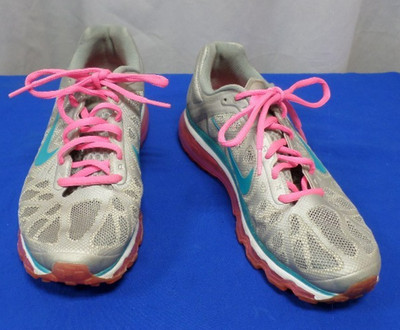 NIKE Air Max+ Metallic Silver Turquoise Pink White 431875-003 size 7Y
