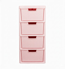 Plastic Storage Drawers Unit Large, Compact Rattan Effect Organizer