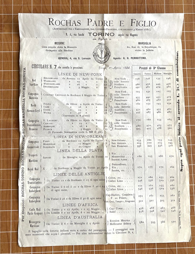 OCEAN LINER 19TH CENTURY RED STAR LINE ITALY IMMIGRATION