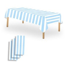 Light Blue and White Striped Tablecloth Pack - 54x108 3 Light Blue Striped