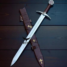Hand Forged Knight Templar Sword Medieval Crusader Replica Cross Sword