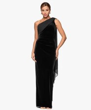 XSCAPE Womens One Shoulder Velvet Gown Black 8 | MSRP $249
