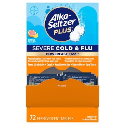 Alka-Seltzer Plus Severe Cold & Flu Powerfast Fizz Citrus Tablets, 72-count
