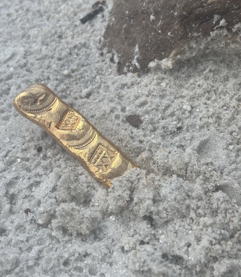 Barra fundida de dedo para naufragio pirata chapada en oro 24k 1622 Nuestra Señora de Atocha Foto 2 de 4