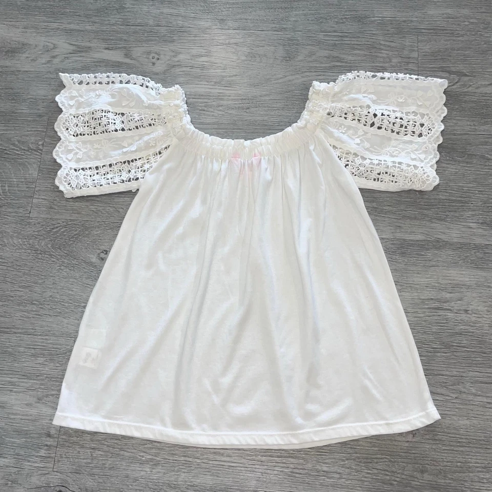 Top Lilly Pulitzer Mujer XS Fayette Fuera del Hombro Crochet Túnica Playa Preppy Foto 2 de 4