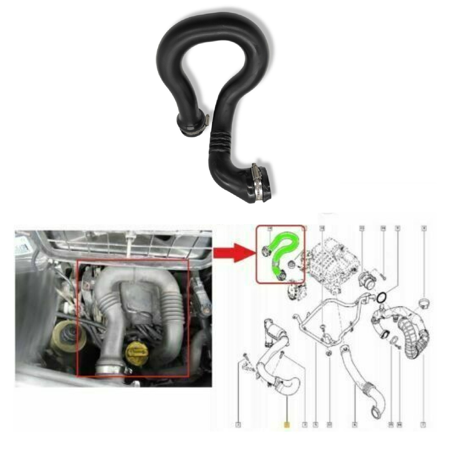 Intercooler Pipe Turbo Hose For Nissan Primastar Vauxhall Vivaro 2.0 Dci