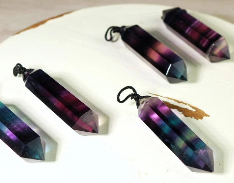 Rainbow Fluorite Stone Pendant Handmade Necklace Manifestation Stone Reiki Gift - Image 4 of 4