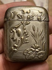 Pyrogène Grattoir Boîte d'allumettes France vers 1900 Ancien Metal Argente