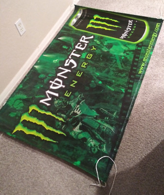 Monster Energy Drink Motocross Store Display Vinyl Banner 3'h x 5'w NOS