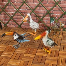 Metal Birds Toucan Pelican Pheasant Garden Ornaments Figurines Statues